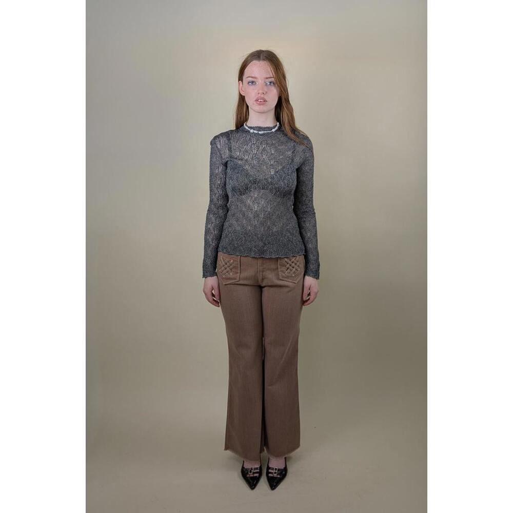 1980's kenzo rare grey openwork knit top